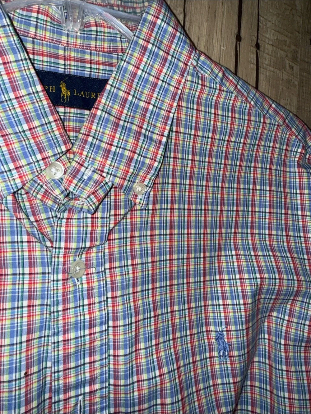 Polo by Ralph Lauren Three Men's Gingham Button-Downs in Blue, Red, White